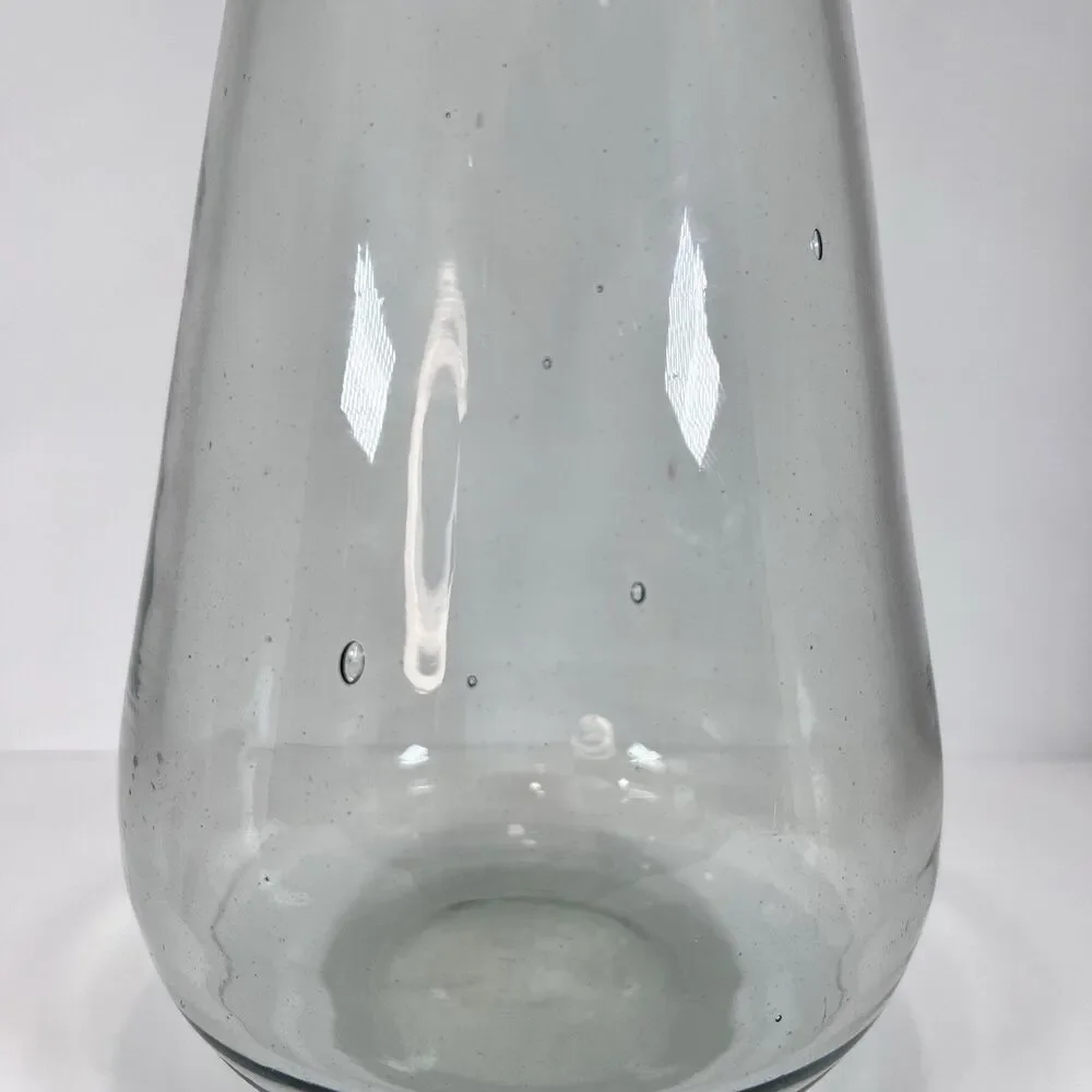 West‎ Elm Modern Clear Smoke Gray Recycled Glass Vase Hand Blown 12 3/4”